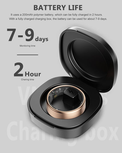 2025 Enhanced Smart Health Tracking Ring for Men and Women - IP68 Waterproof Fitness Device with Sleep Monitoring, Heart Rate, Blood Oxygen, Step Count, Distance, Calorie Tracking, Air Shutter, and 7-Day Charging Case