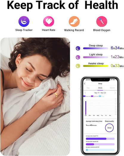 2025 Enhanced Smart Health Tracking Ring for Men and Women - IP68 Waterproof Fitness Device with Sleep Monitoring, Heart Rate, Blood Oxygen, Step Count, Distance, Calorie Tracking, Air Shutter, and 7-Day Charging Case